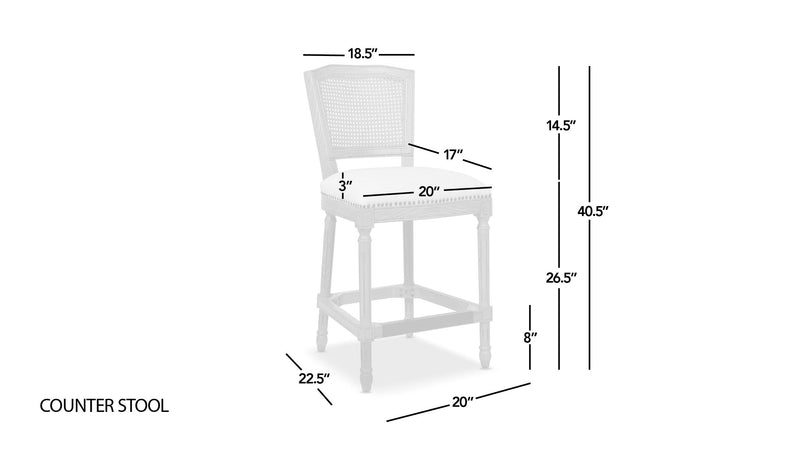 Triomphe - Wicker High Back Armless Counter Bar Stool, Stain Resistant High - White Pepper