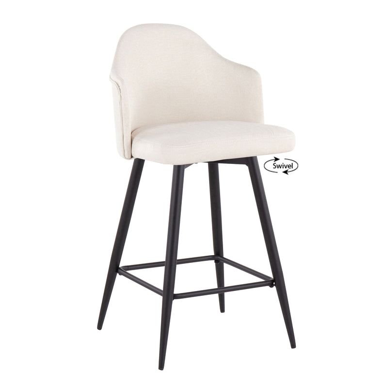 Ahoy - Contemporary Fixed Height Counter Stool With Square Footrest (Set of 2)