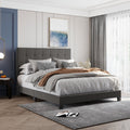 Upholstered Platform Bed With Tufted Headboard, No Box Spring Needed