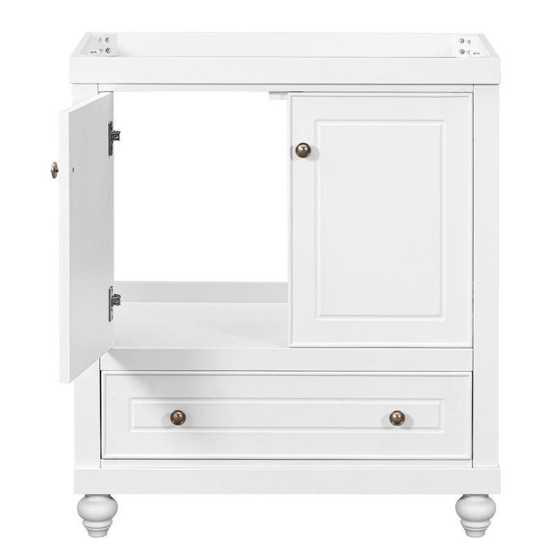 Bathroom Vanity Without Sink, Base Only, Cabinet With Doors And Drawer, Solid Frame And MDF Board - White