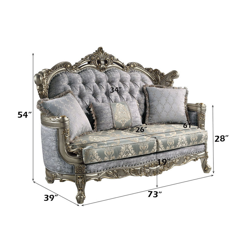 Miliani - Loveseat With 3 Pillows - Antique Bronze