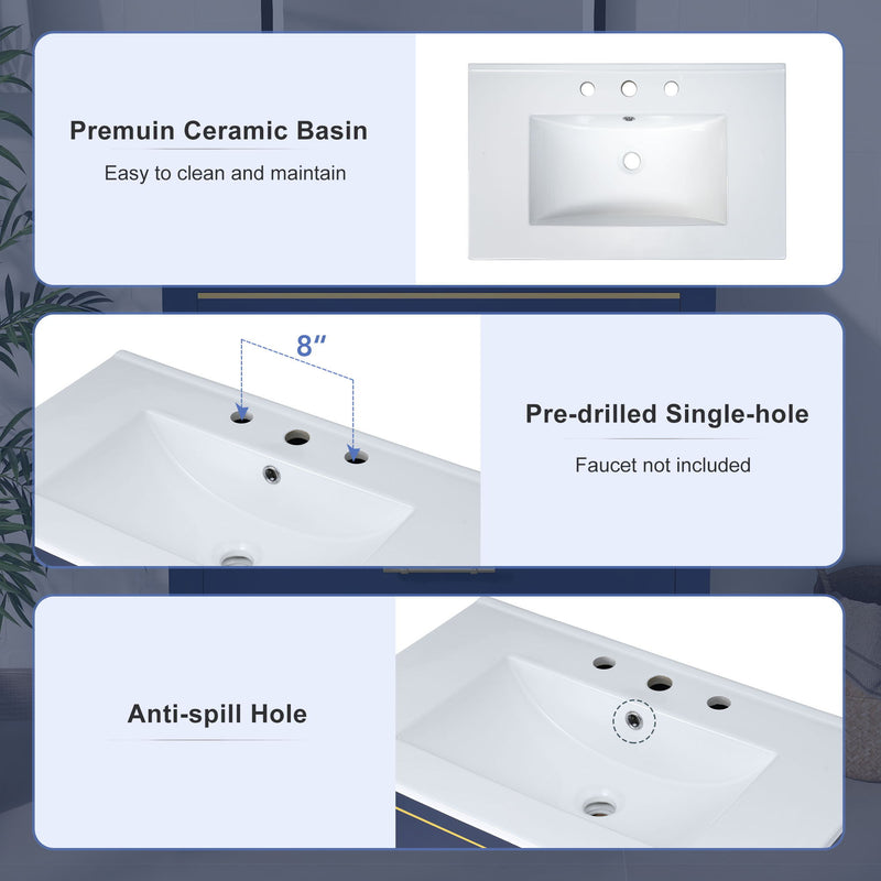 Modern Bathroom Vanity Cabinet Combo With Open storage, Two Drawers