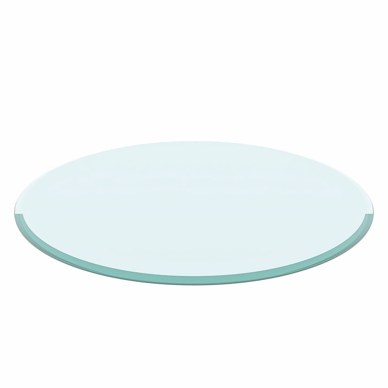 24" Round Tempered Glass Table Top Clear Glass Beveled Polished Edge