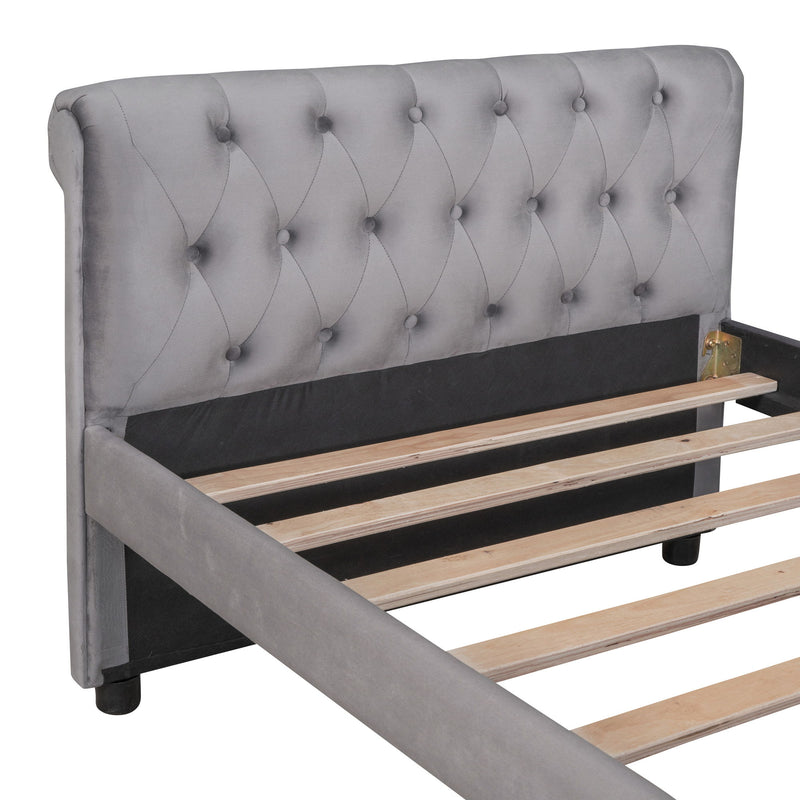 Upholstered Daybed With Drawers, Wood Slat Support