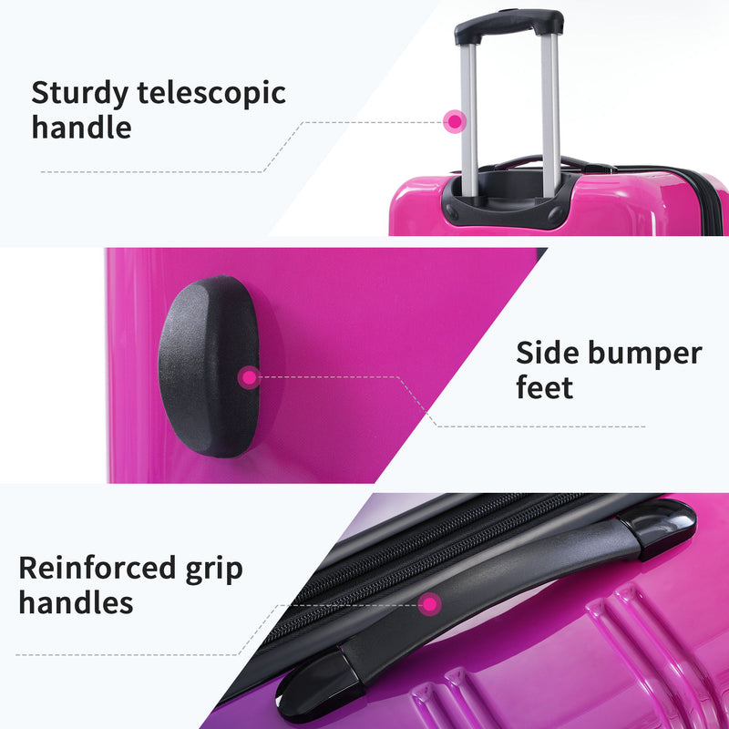 Hardshell Luggage Sets 3 Piece Gradient Color Expandable Suitcase With Spinner Wheels And Tsa Lock Lightweight 20" 24" 28" Available