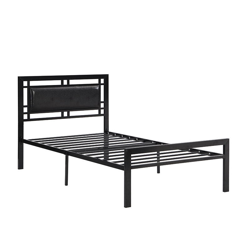 Twin Size Metal Bed Sturdy System, Modern Style And Comfort To Any Bedroom - Black