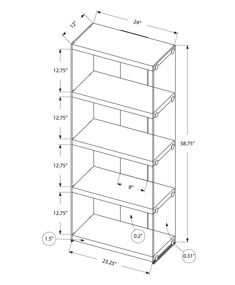 Bookshelf, Bookcase, Etagere, 5 Tier, Office, Elegant Design - Taupe