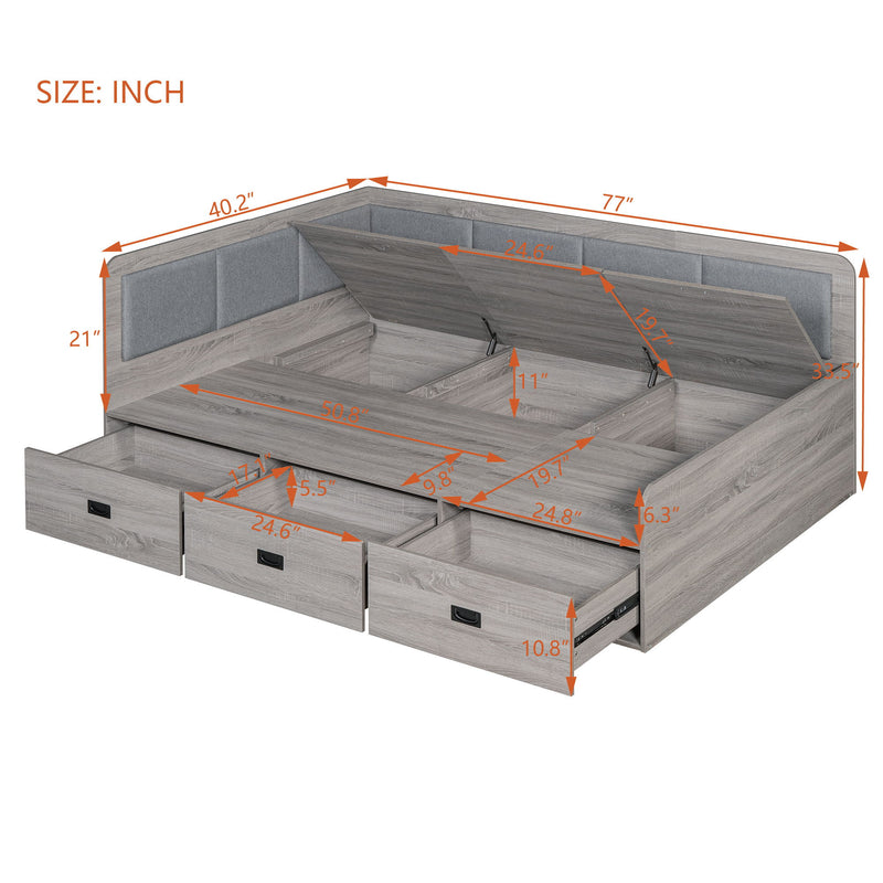 Daybed With Three Drawers And Three Storage Compartments