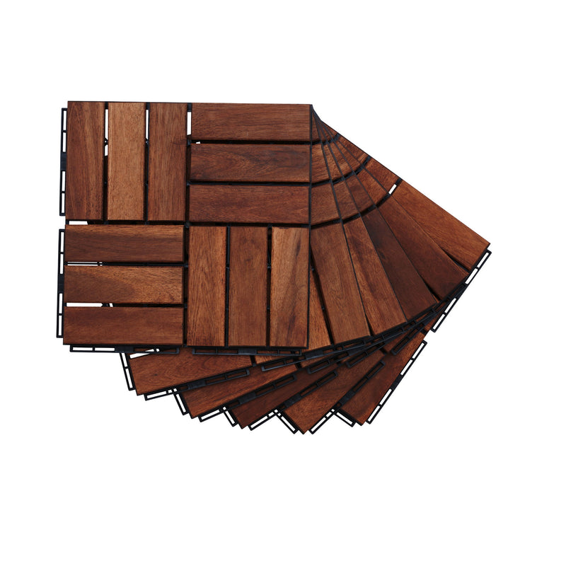 Interlocking Deck Tiles Checker Pattern, Square Acacia Hardwood Outdoor Flooring For Patio, Bancony, Pool Side