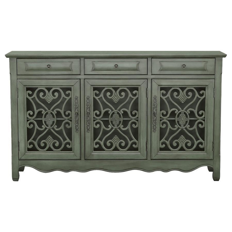 Madeline - 3-Drawer Scrollwork Accent Cabinet - Antique Green - Atlantic Fine Furniture Inc