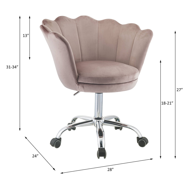 Micco - Office Chair - Rose Quartz Velvet & Chrome