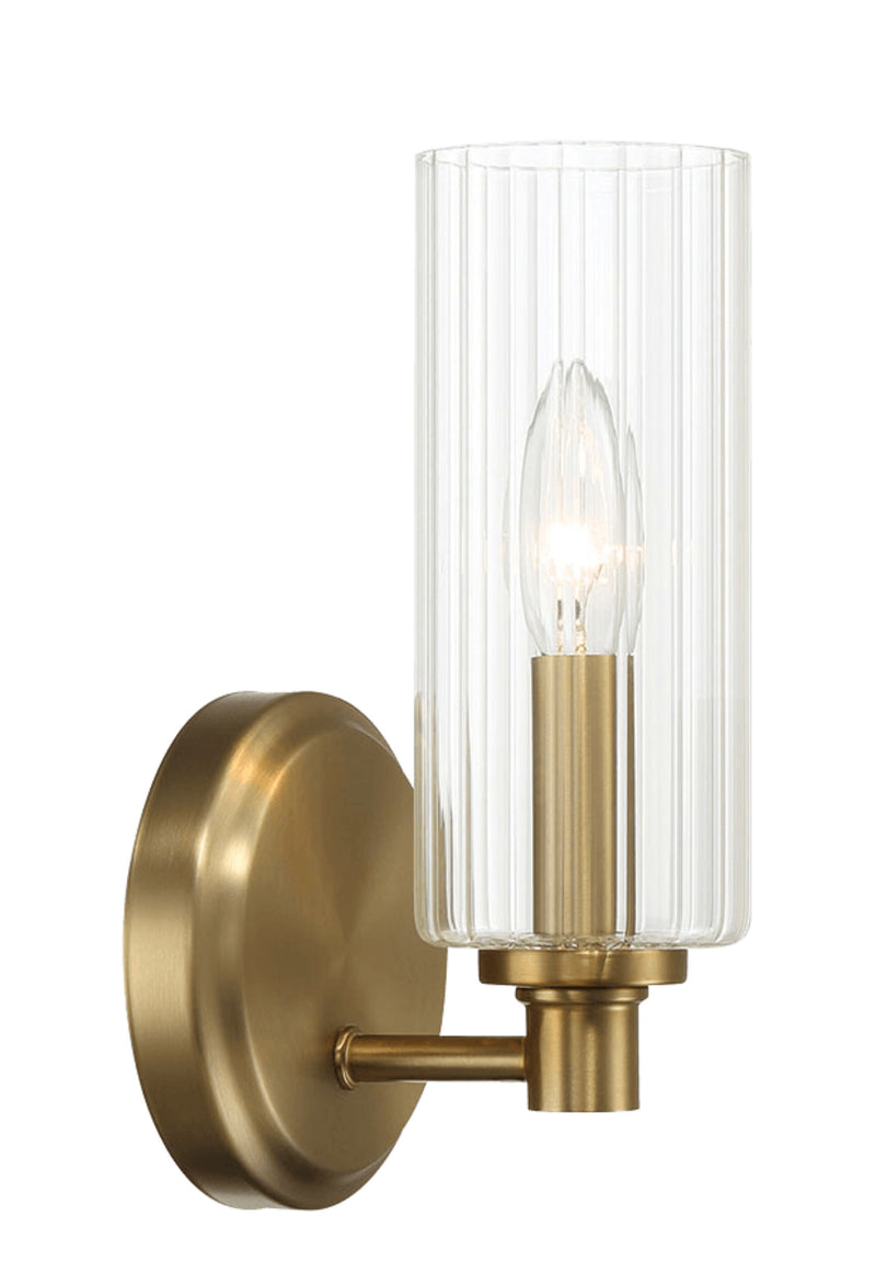 Jardin - Single Light Wall Sconce With Clear Ribbed Satin - Clear / Gold