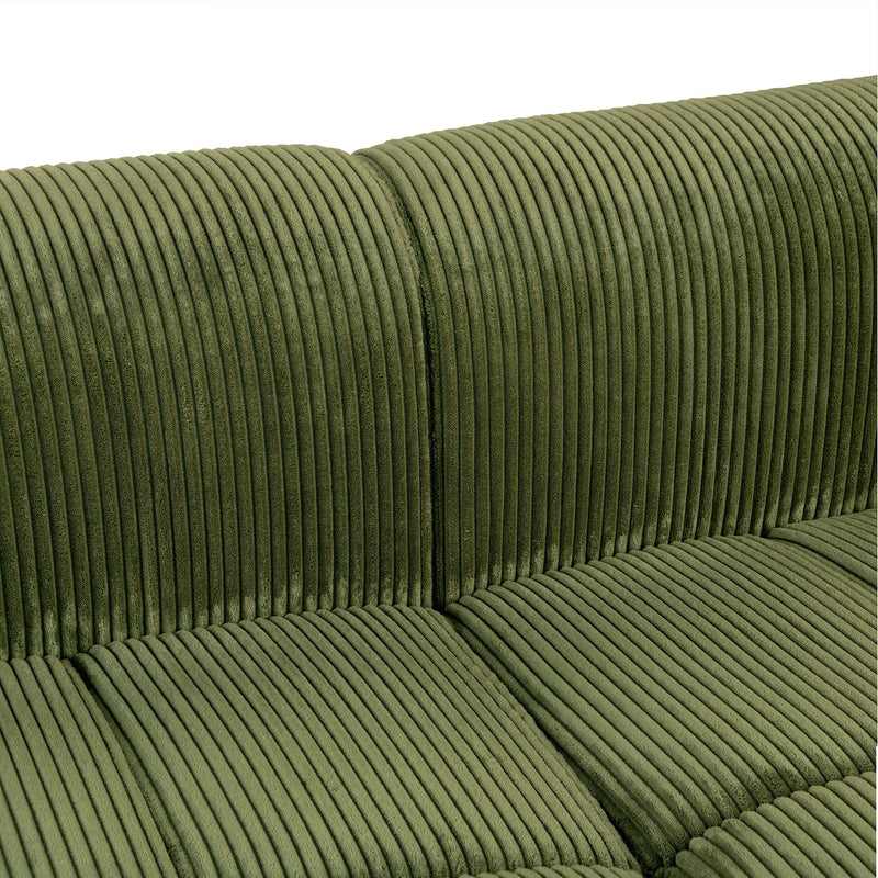 Modern Couch Corduroy Comfy Sofa With Rubber Wood Legs, 4 Pillows For Living Room