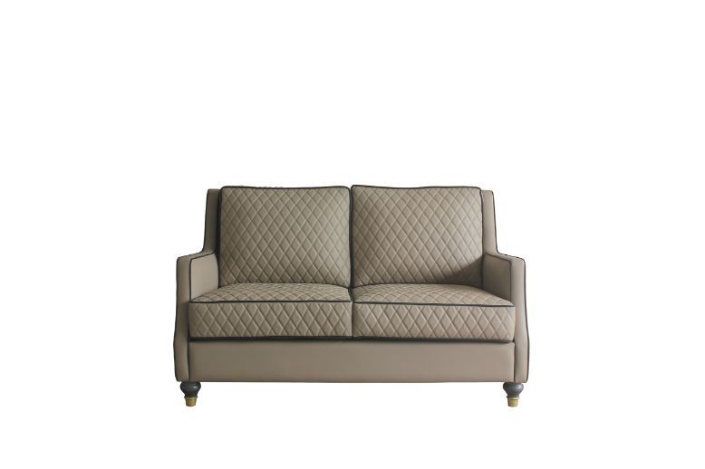 House - Marchese Loveseat - Tan PU & Tobacco Finish