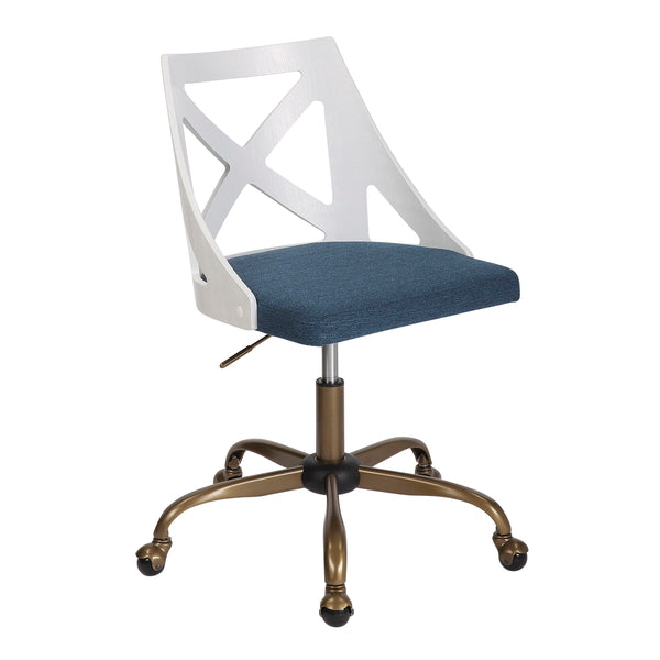 Charlotte - Farmhouse Task Chair - Antique Copper / White / Blue