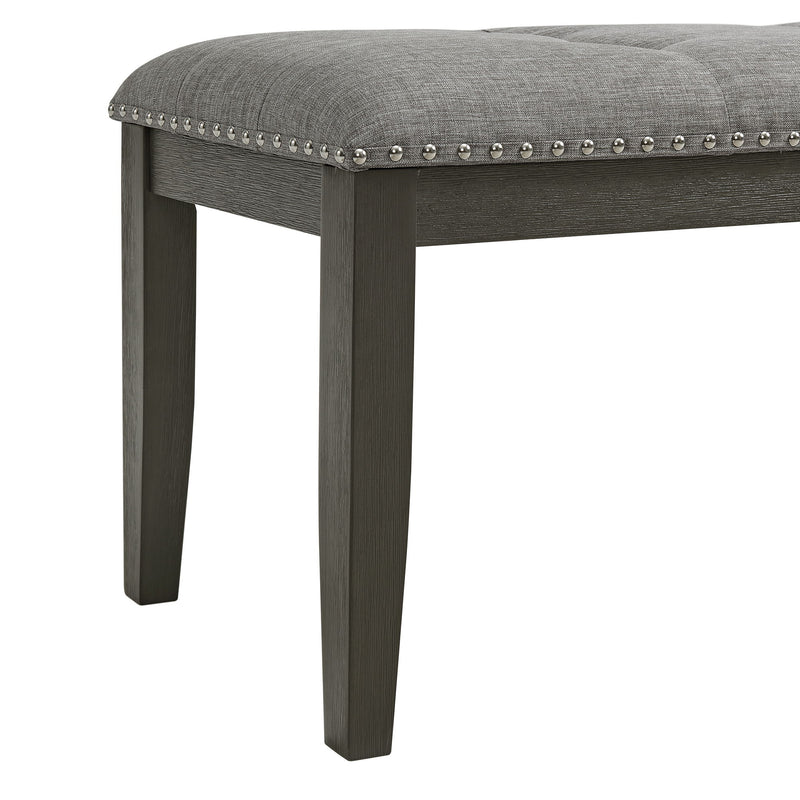 Everdeen - Bench with Grey Fabric and Nail Heads - Charcoal