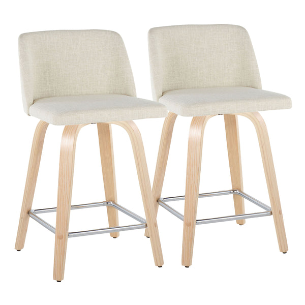 Toriano - Contemporary Fixed Height Counter Stool Swivel With Square Footrest (Set of 2)