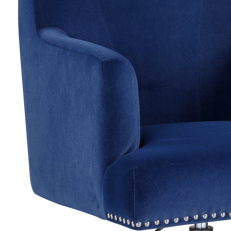 Trenerry - Velvet Office Chair - Blue / Chrome