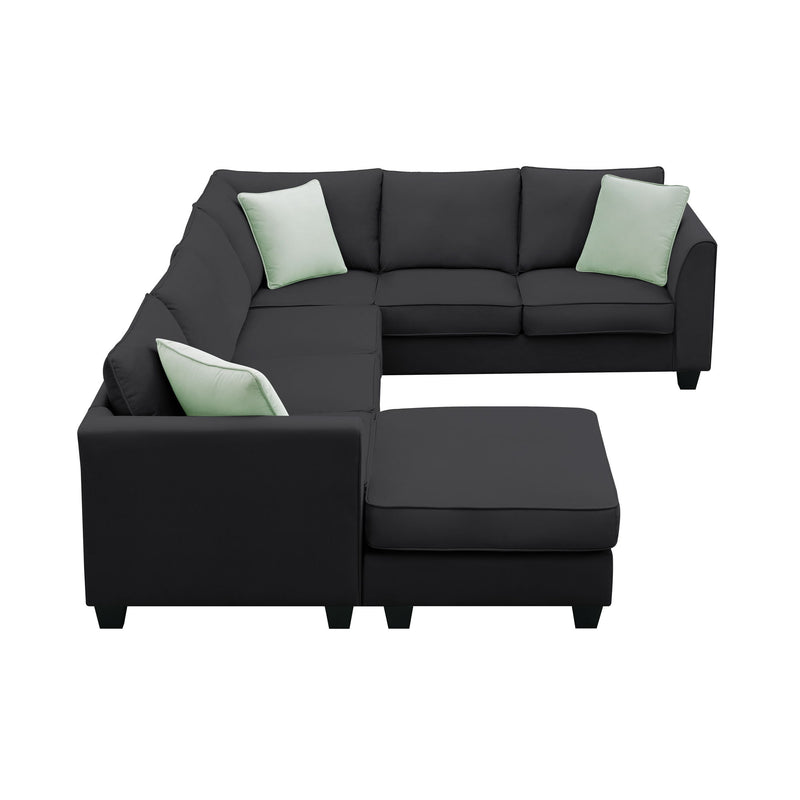 Sectional Sofa Couches Living Room Sets, 7 Seats Modular Sectional Sofa With Ottoman, L Shape Fabric Sofa Corner Couch Set With 3 Pillows