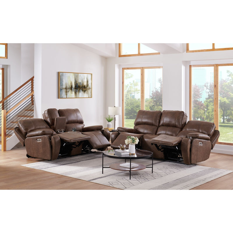 Atlantis - Power Motion Sofa with Power Motion Head Recliner - Heritage Brown