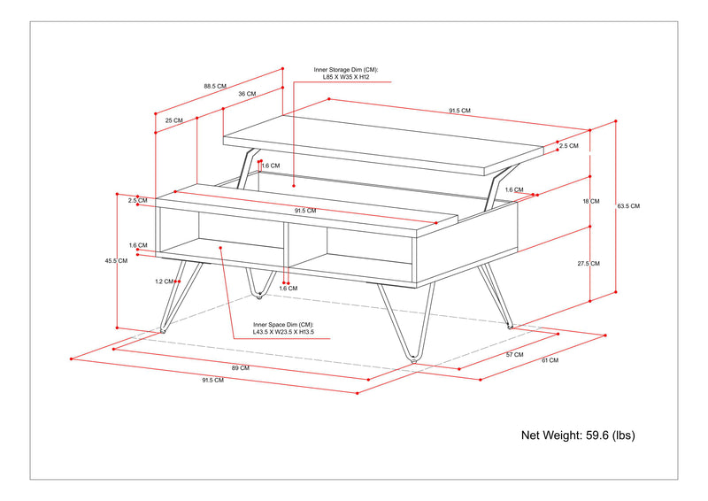 Hunter - Handcrafted Lift Top Coffee Table