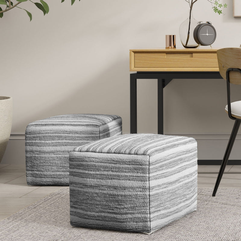 Carina - Square Woven Pouf - Black White