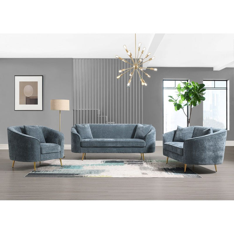 Nakendra - Loveseat With 2 Pillows - Cobalt Gray