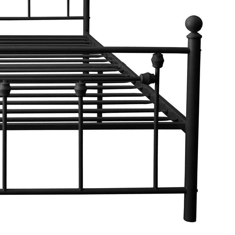 Queen Size Metal Bed Frame with Headboard and Footboard (black)