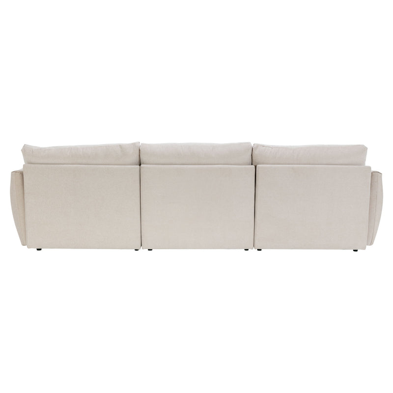 Convertible Sectional Sofa Couch 3 Seat L-Shaped Sofa With Movable Ottoman And USB For Apartment, Living Room, Bedroom