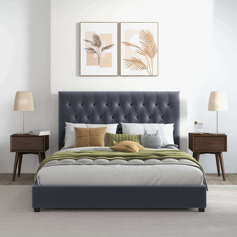 Donald - Mid-Century Modern Upholstered Platform Bed