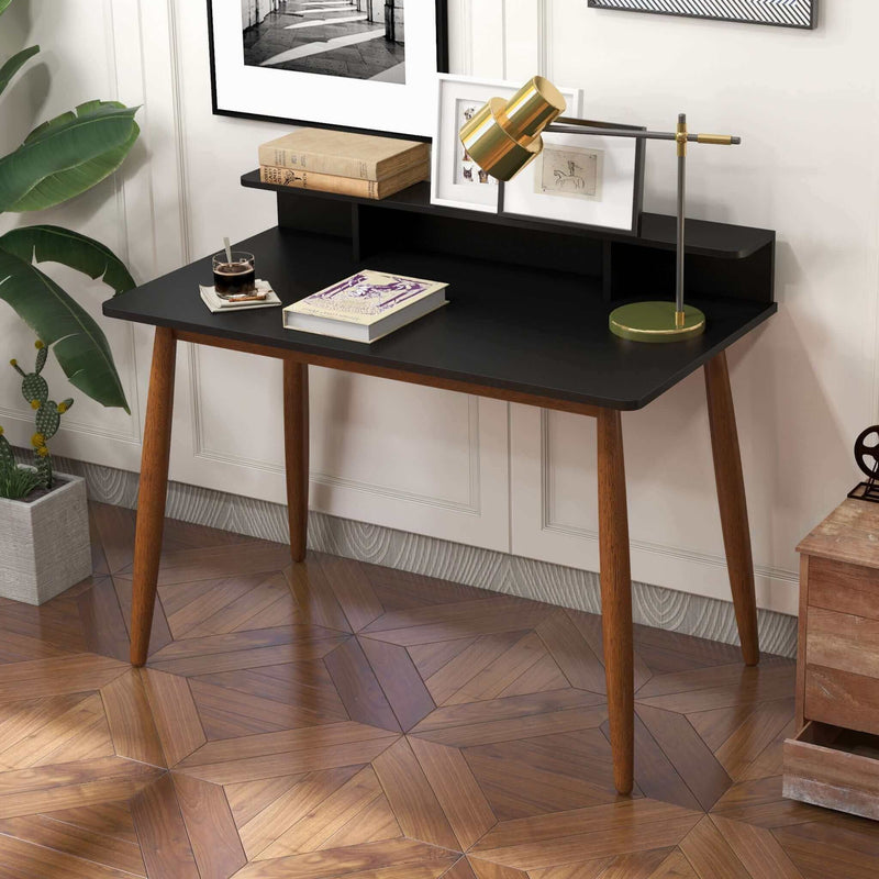 Hayley - Recgular Desk - Black / Brown