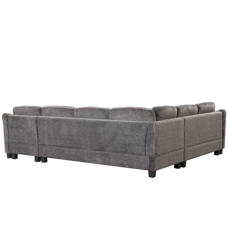 4 Pieces Sectional Sofa With Ottoman With Right Side Chaise