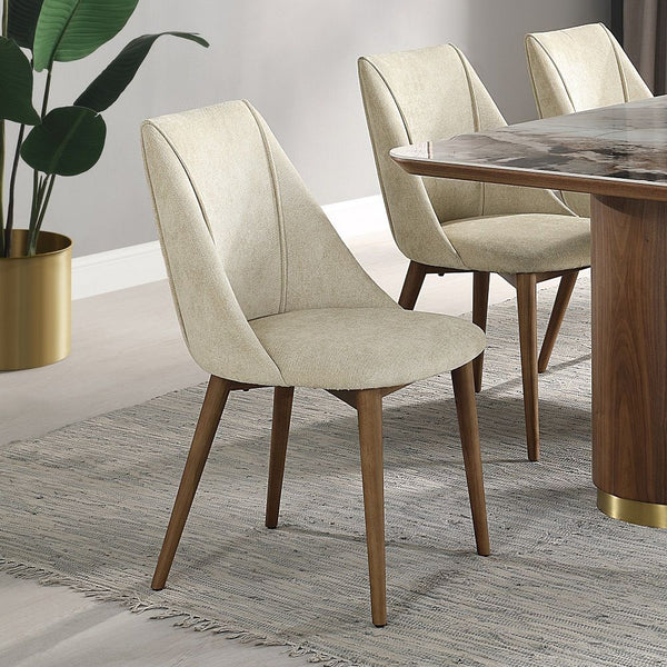 Willene - Side Chair (Set Of 2) - Beige And Walnut