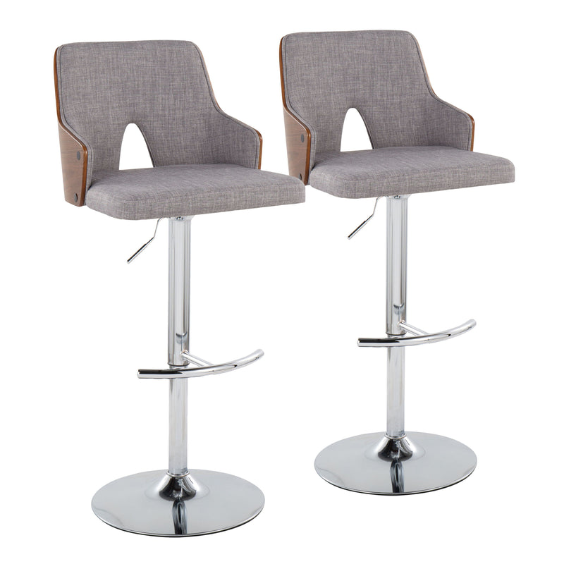 Stella - Contemporary Adjustable Barstool Stool With Swivel With Rounded T Footrest (Set of 2)