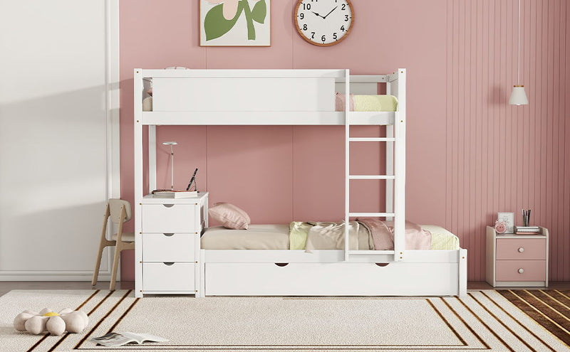 Bunk Bed With Twin Size Trundle, Storage And Desk