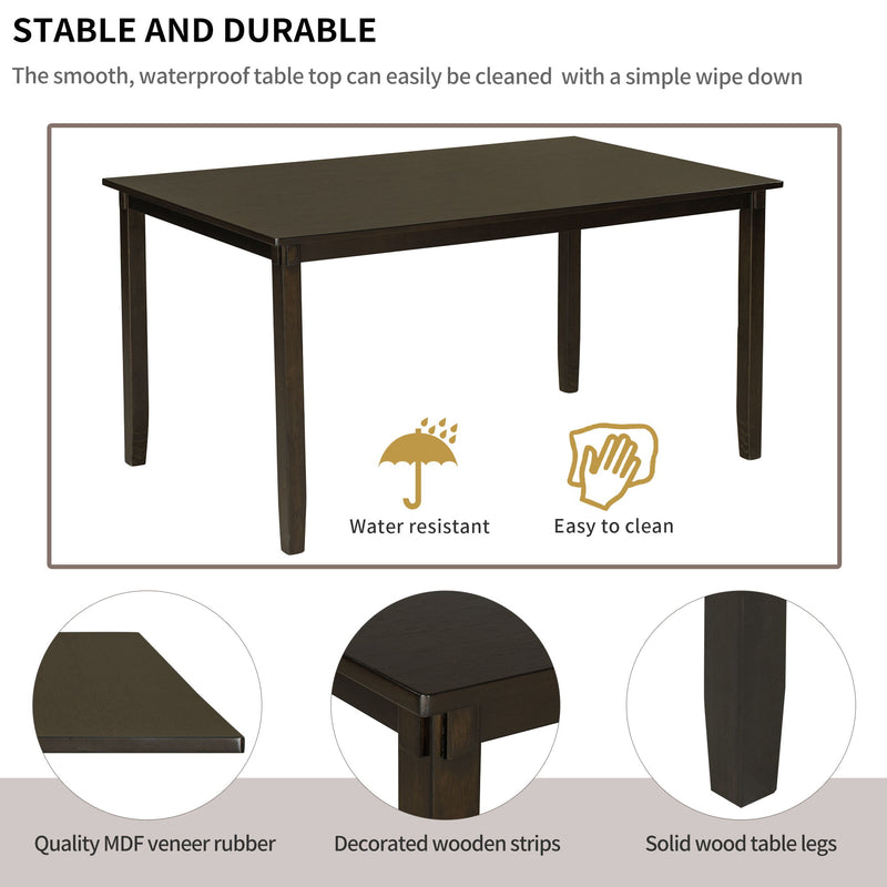 Kitchen Dining Table Set Wooden Rectangular Dining Table, 4 Chairs And Bench Family Furniture