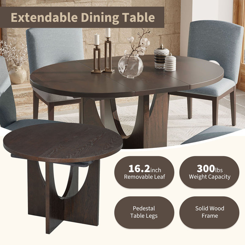 Topmax - 5 Piece Modern Extendable Round Dining Table Set With Removable Leaf For Small Places