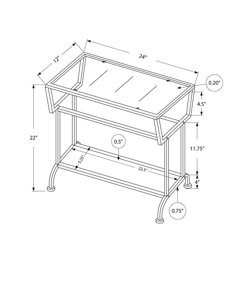 Accent Side Table, Narrow, Small, 2 Tier, Modern - White