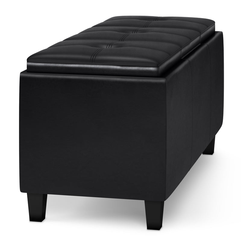 Avalon - Tray Storage Ottoman With Lift Up Lids - Midnight Black