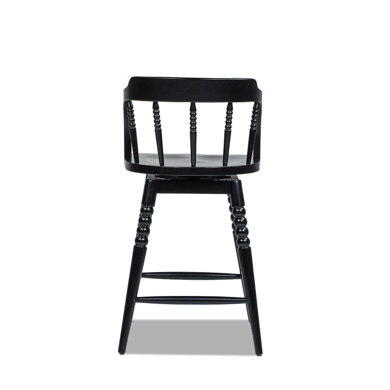 Breda - Turned Bubble Spindle Low Back Counter Stool - Black