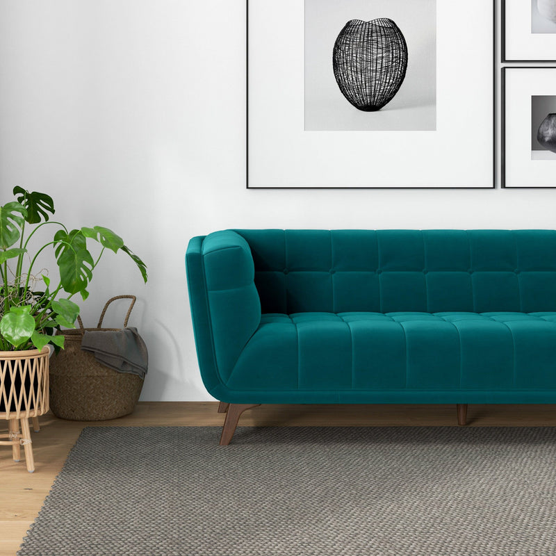 Addison - Small Velvet Sofa - Brown / Teal