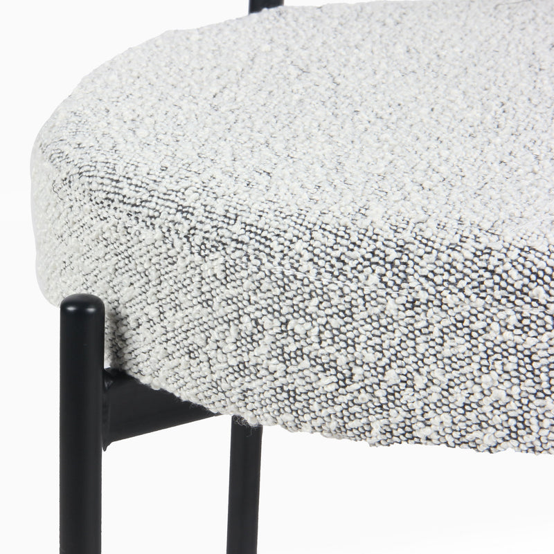 Burbank - Modern Round Boucle Dining Chairs (Set of 2) - Black / White