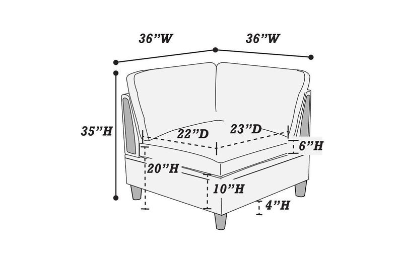 Contemporary Living Room Furniture 7pc Sectional Sofa Set Steel Dorris Fabric Couch 4x Wedges 2x Armless Chair And 1x Ottomans