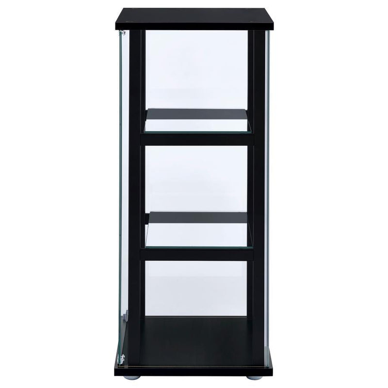 Cyclamen - 3-Shelf Clear Glass Curio Display Cabinet - Black