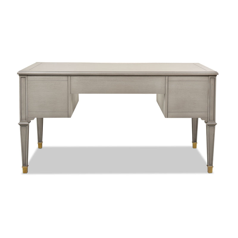 Dauphin - Gold Accent 5 Drawer Executive Desk - Gray Cashmere