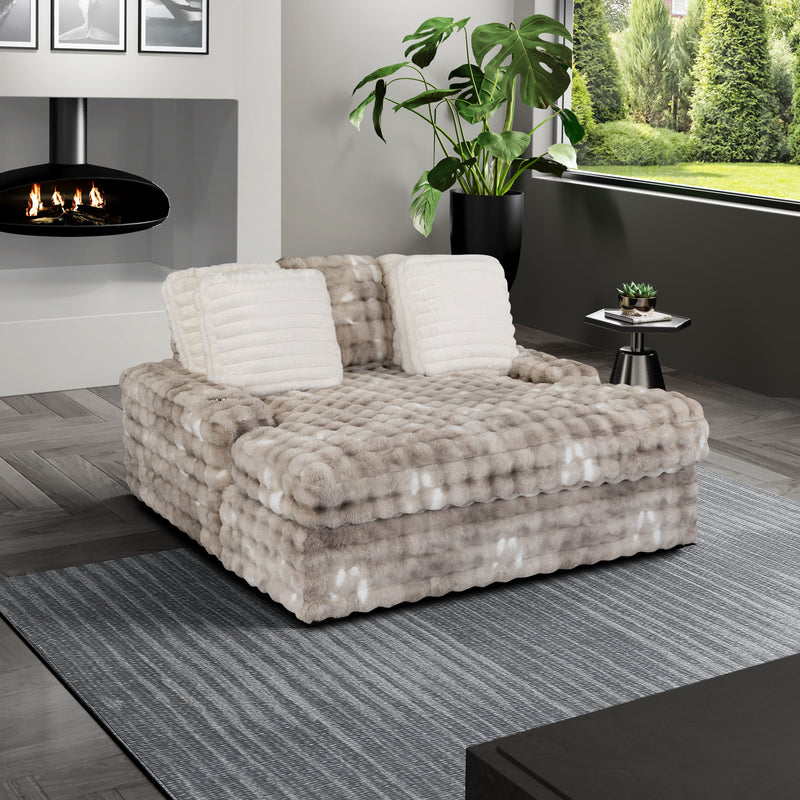 Julia - Lounger Sofa With USB - Gray