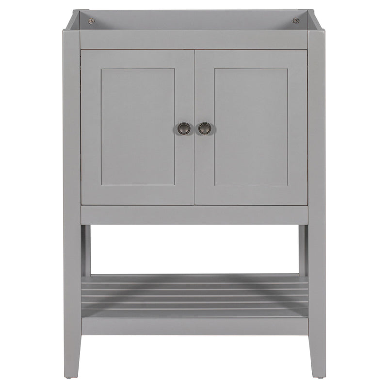 Bathroom Vanity Base Only, Soild Wood Frame, Bathroom Storage Cabinet With Doors And Open Shelf