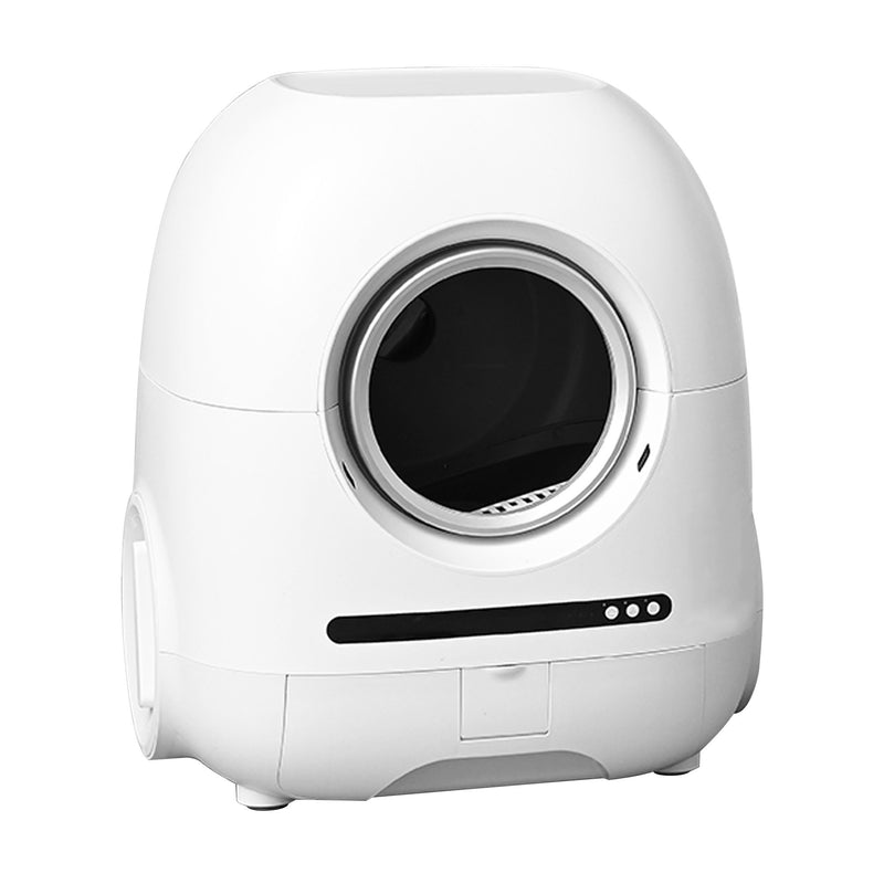 Self-Cleaning Cat Litter Box, 68L+9L, Suitable For A Variety Of Cat Litter, App Control, Real-Time Video, Photo And Video, Safe And Reliable, Ionic Deodorization, With Exhaust Hose, Support Wifi - White