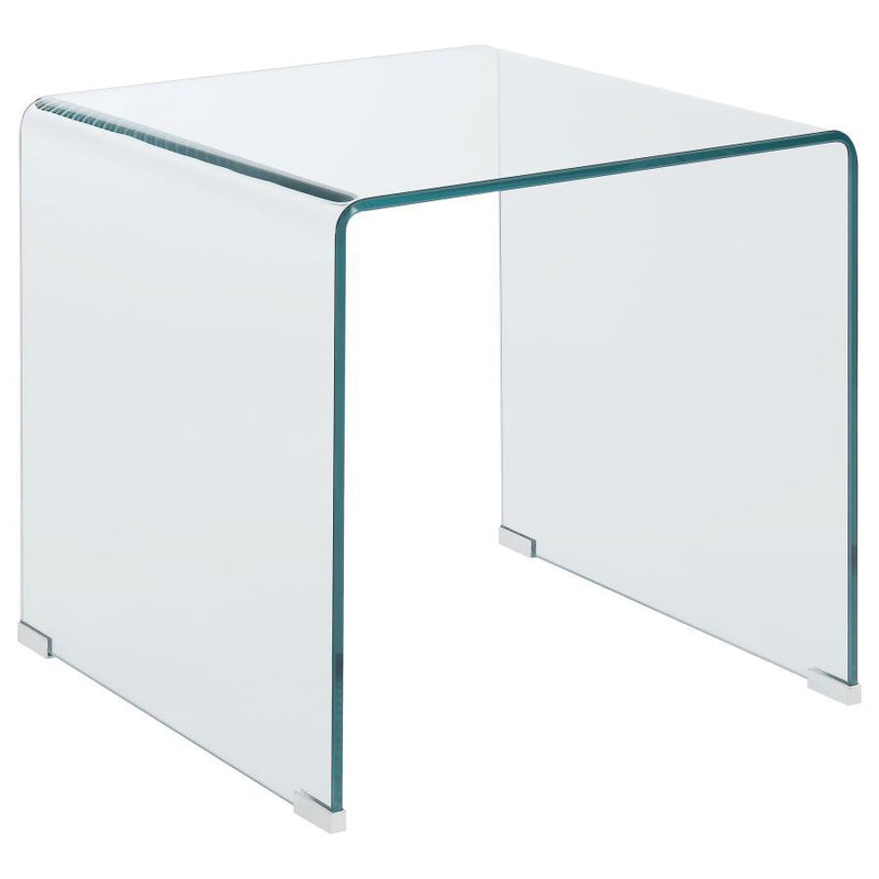 Ripley - Squared Tempered Bent Glass Side End Table - Clear - Atlantic Fine Furniture Inc