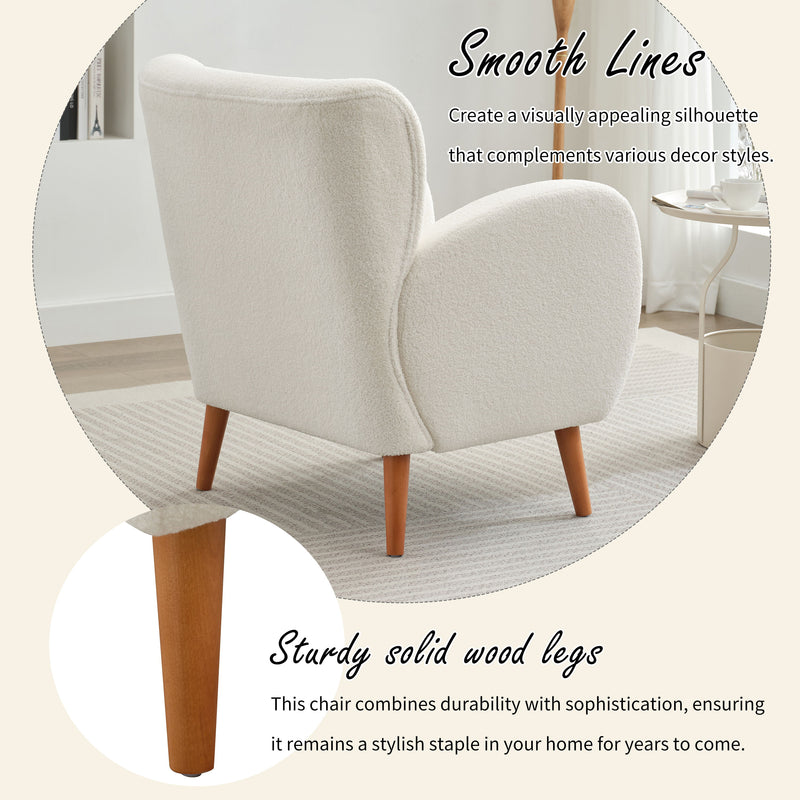 Modern Wing Back Lounge Chair Stylish Design, Soft Fabric, Solid Wood Legs, Durable Frame